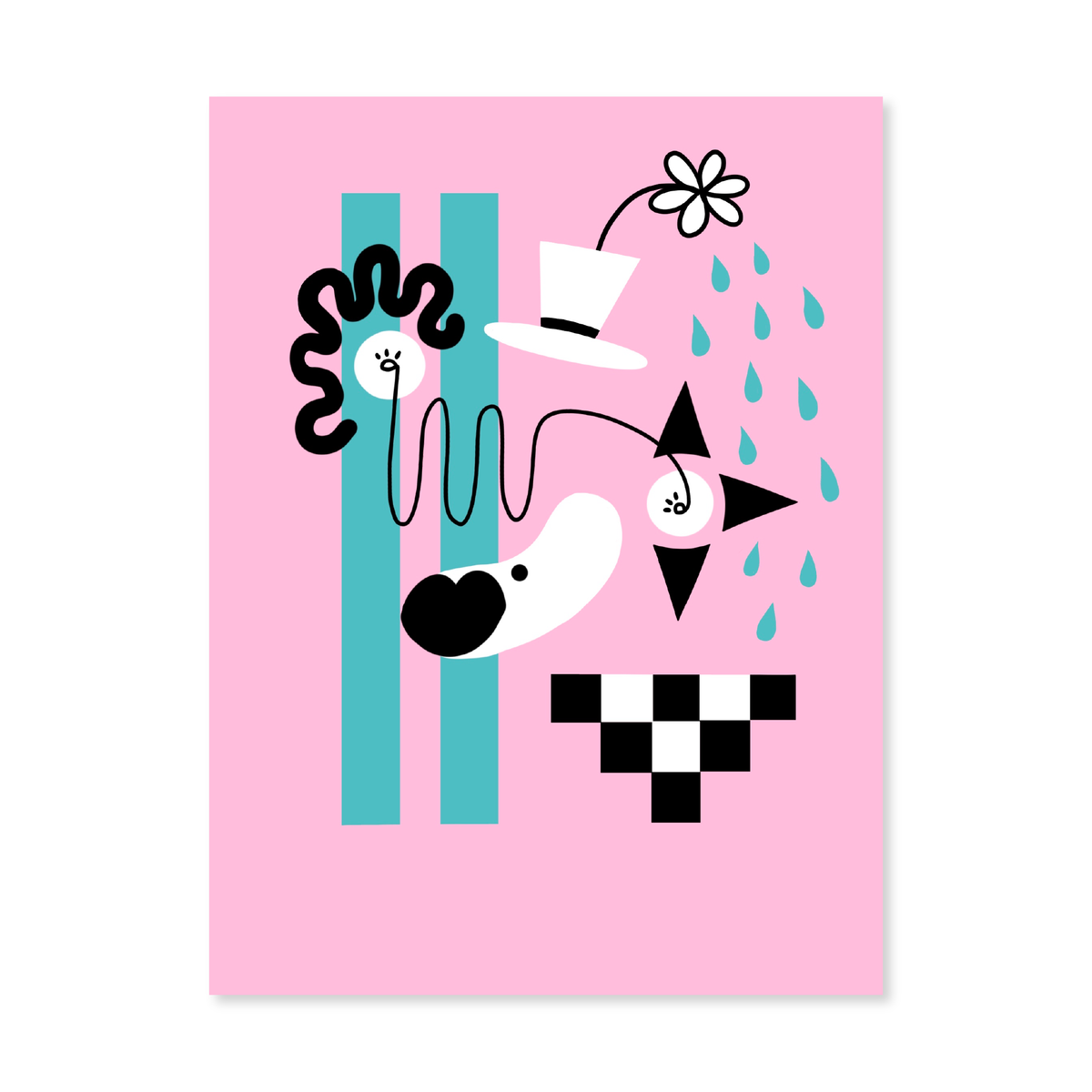 Pink Clown A3 Print