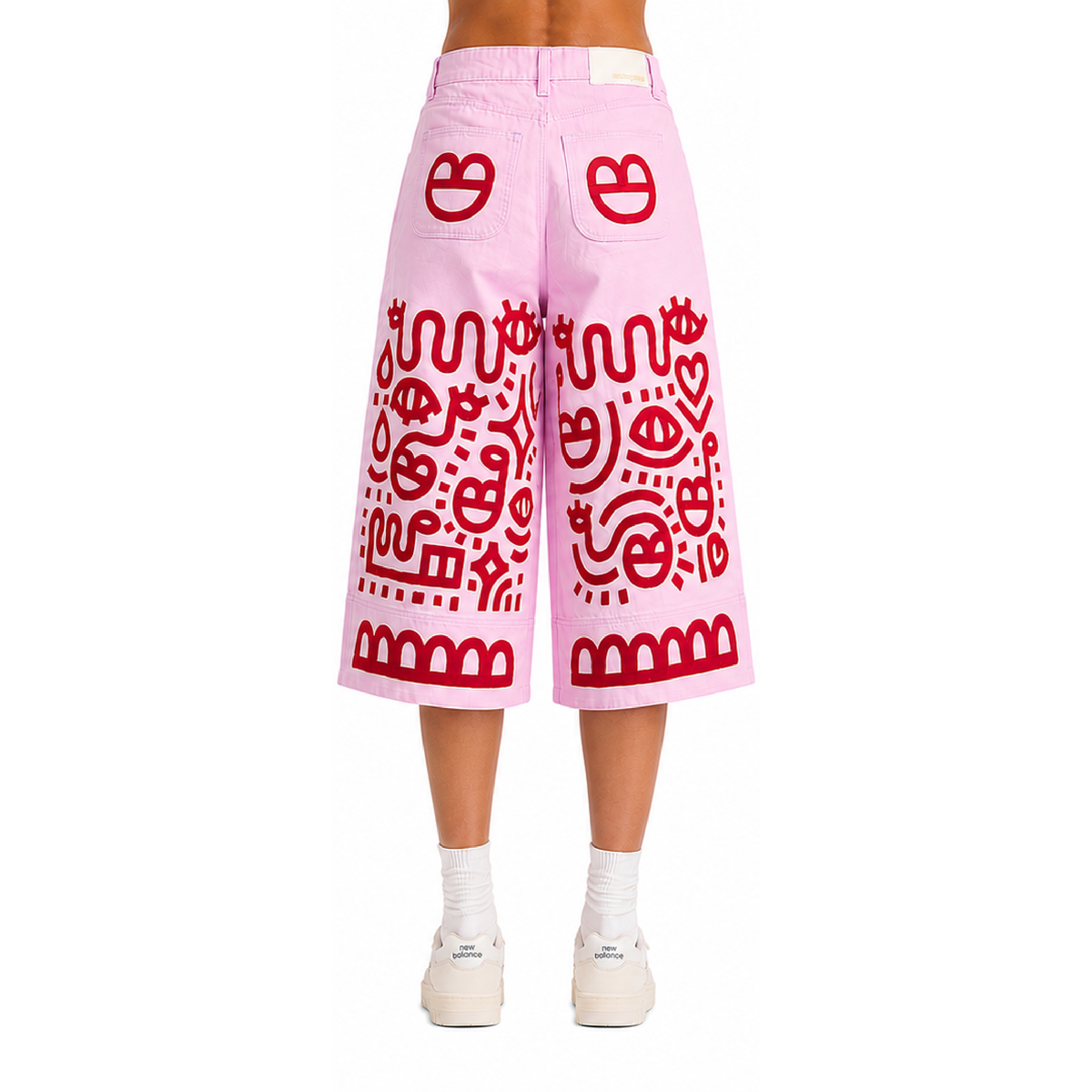 Pink & Red Hand Painted Jeans